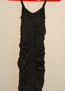 Chic Ruched Black Mini Dress