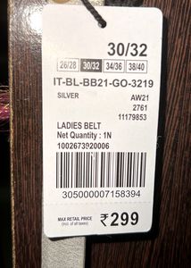 Silver Belt New With Tag Unused