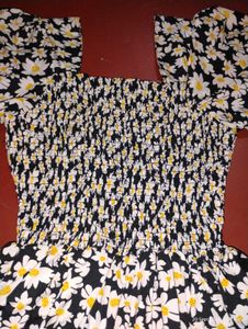Floral Smocked Square Neck Dress
