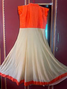 Elegant Orange and Beige Gown