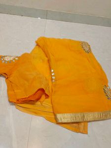 Vibrant Yellow Saree with Blouse