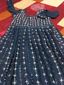Embellished Navy Blue plazzo with long nayara cut