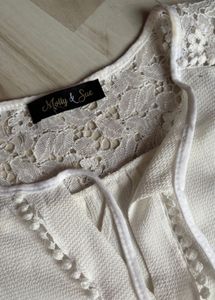 Elegant White Tie-Up Top with Lace Detail