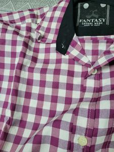 Men's Pink &amp; White Checkered Casual Shirt
