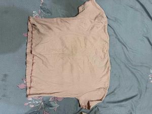 Pink Striped Cropped Top