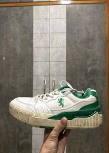 Redtape White & Green Leather Sneakers