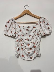 Floral Print Ruched Top