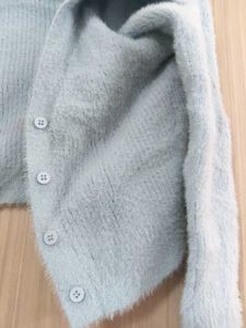 Baby Blue Fuzzy Cropped Cardigan