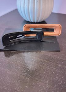 Set of 2 Faux Leather Hair Clips