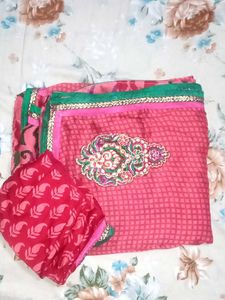 Elegant Pink Saree with Embellishments