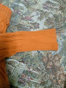Orange Cable Knit Pullover