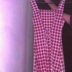 Red and White Square Neck Mini Dress