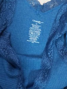 Blue Lace Trim Camisole Top