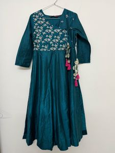 Teal Embroidered Anarkali Kurta