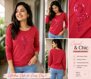 Red Long Sleeve Graphic Top