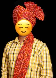 Men's Red Bandhani Turban and Scarf Set