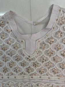 White Chikan-Gota Kurta