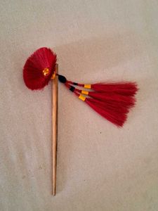 Ao- Naga Red Ethnic Hair Pin with Tassels