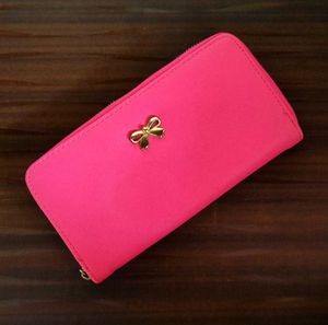 Hot Pink Wallet with Gold Bow