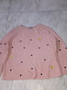 Cute Pink Heart Pattern Sweater