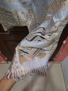 New Grey &amp; Gold Dupatta