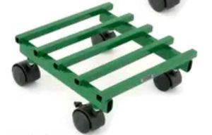 Green Metal Plant Stand with Wheels