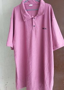 Men's Textured Pink Oversized Polo T-Shirt 🌸👕