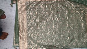 Elegant Olive Green Blouse with Golden Work dupatt