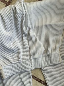 Ribbed Wide Leg Pants pure cotton