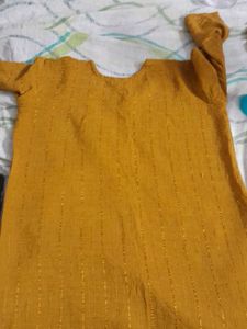 Mustard Yellow Kurta with Striped Detail