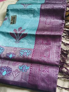 Elegant Teal & Purple fancy silk Saree