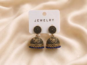 3 Pairs of Earrings Set - Gold, Green, Jhumka