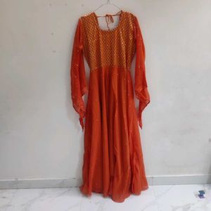 Elegant Orange Ethnic Gown