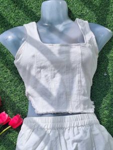 Denim white corset top