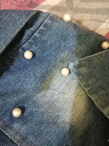 Stylish Pearl Embellished Denim Jacket