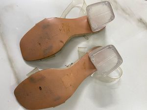 Clear Strap Block Heel Sandals