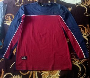 kid's Long Sleeve Maroon & Blue T-Shi
