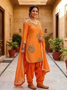 Orange punjabi/patiala suit with salwar