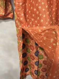 Gadwal bandhni double colour dress