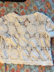 White Crochet Knit Cardigan