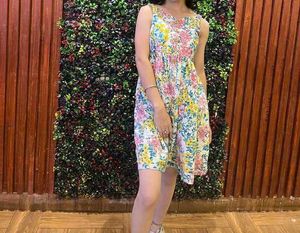 Combo Floral Print Sleeveless Dress