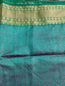 Elegant Green &amp; Gold cotton blend Saree