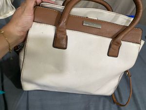 Stylish Cream &amp; Brown Handbag