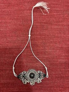 Oxidized Silver Black Stone Choker Necklace