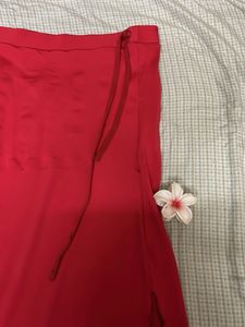 Red Wrap Skirt with Slit