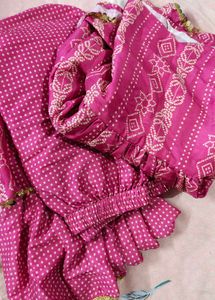 Vibrant Pink Polka Dot sharara set