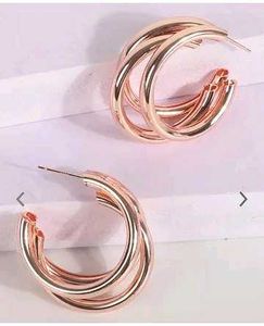 Chic Rose Gold Multi-Row Hoop Earrings