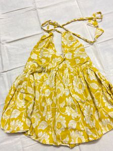 Yellow Halter neck desi kurti