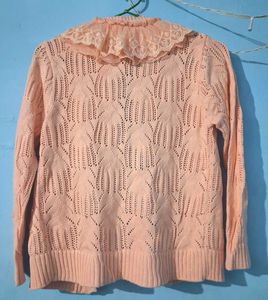 Chic Pink Pearl Embellished Cardigan