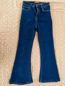 Flared Blue Denim Jeans
